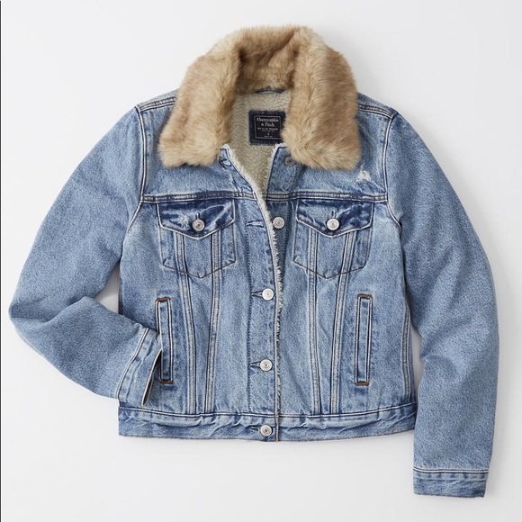 Abercrombie & Fitch Jackets & Blazers - Faux Fur Sherpa lined Denim Jacket